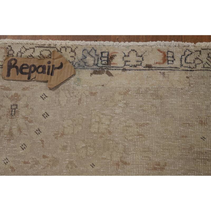 Distressed Tabriz Persian Vintage Rug Hand-Knotted Wool Carpet - 9'11" x 12'9"