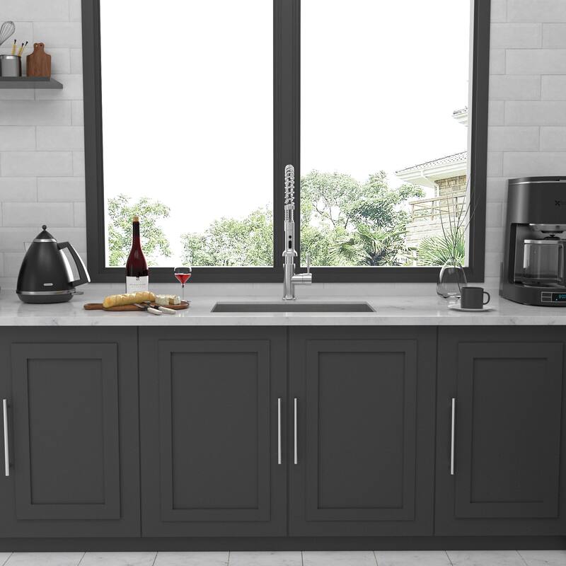 Undermount Stainless Steel Kitchen Sink 16 Gauge 9 Inch Deep Single Bowl Kitchen Sink Basin - Brushed Nickel