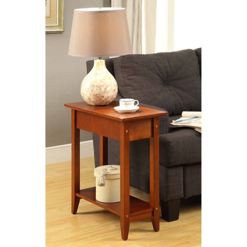Convenience Concepts American Heritage Flip Top End Table with Shelf - Cherry