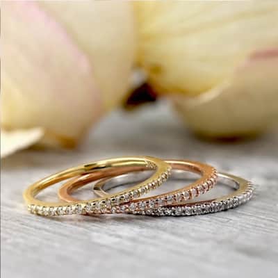 Auriya 10k Gold 1/10ctw Petite Stackable Diamond Wedding Band Ultra-Thin (J-K, I2-I3)