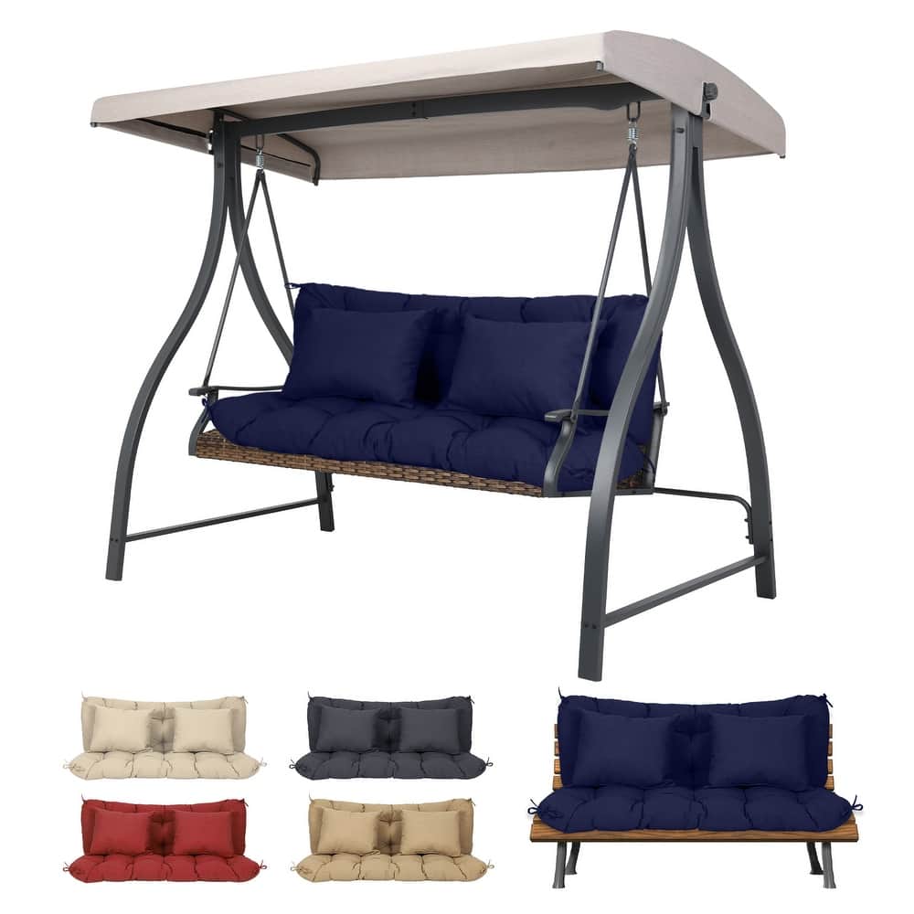 Aoodor Ourdoor Tufted Bench Seat/Back Cushion, 3 Seater Patio Swing Replacement Cushion