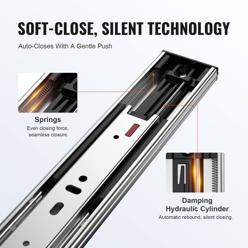 Drawer Slides Side Mount Rails Heavy Duty Full Extension Steel Track