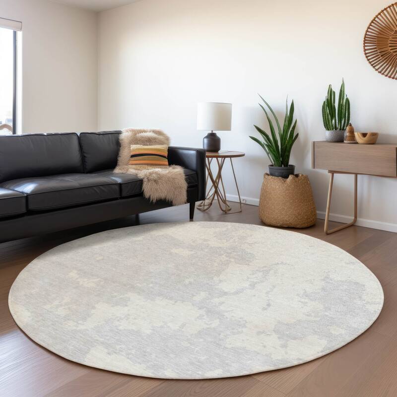 Premium Washable Super Soft Absstract Contempo Mayfield Rug - Silver - 8' x 8'