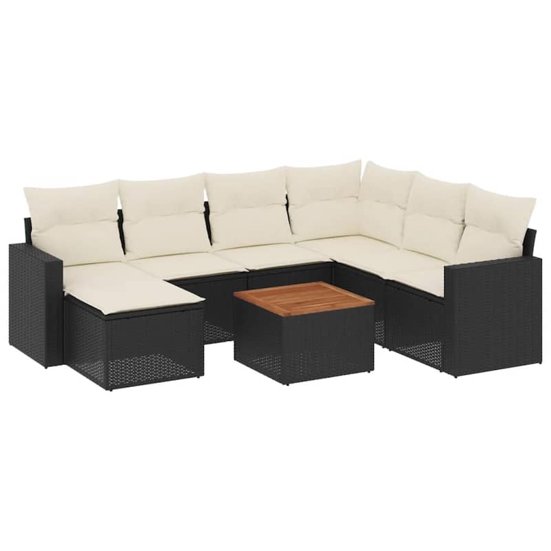 vidaXL Patio Sofa Set with Cushions Outdoor Furniture 8 Piece Poly Rattan