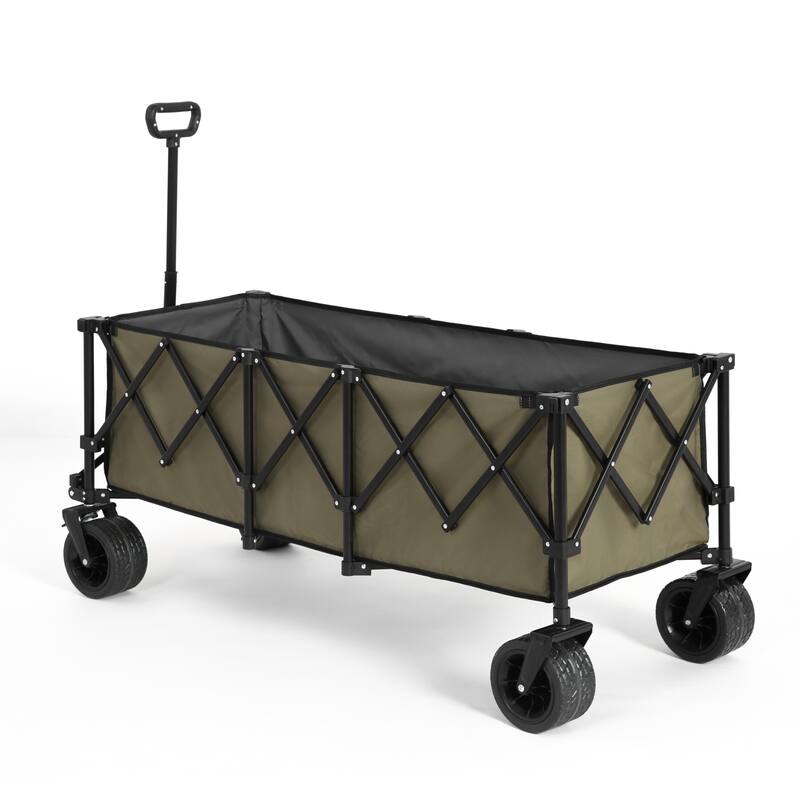 Foldable Wagon with All-Terrain Wheels & Drink Holders, 220lb Capacity