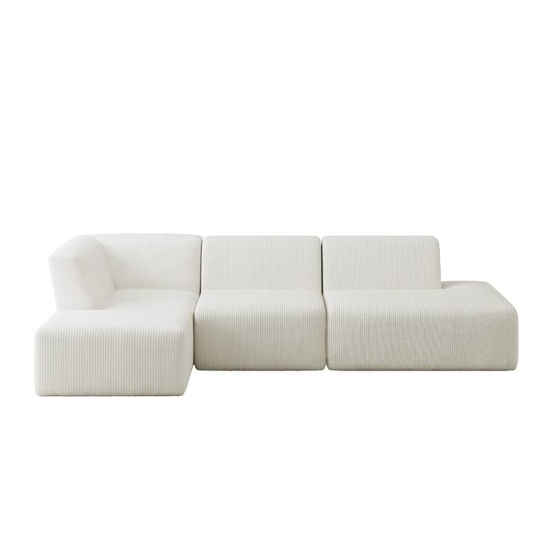 Modular All-Foam Corduroy Compression Sofa With Ottoman