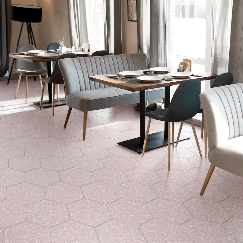 Merola Tile Venice Hex Pink 8-5/8" x 9-7/8" Porcelain Floor and Wall Tile