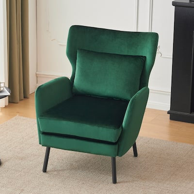 Wing Back Velvet Armchair Single Sofa Chair Reading Chair Accent Chair