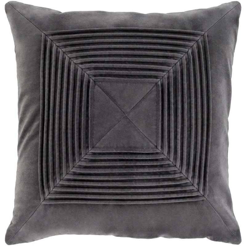 Quadratum Velvet Charcoal Feather Down or Poly Filled Throw Pillow 18-inch
