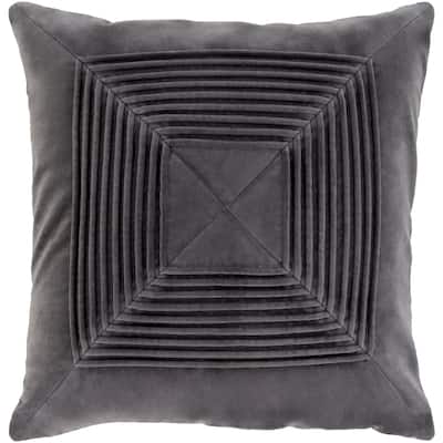 Quadratum Velvet Charcoal Feather Down or Poly Filled Throw Pillow 18-inch