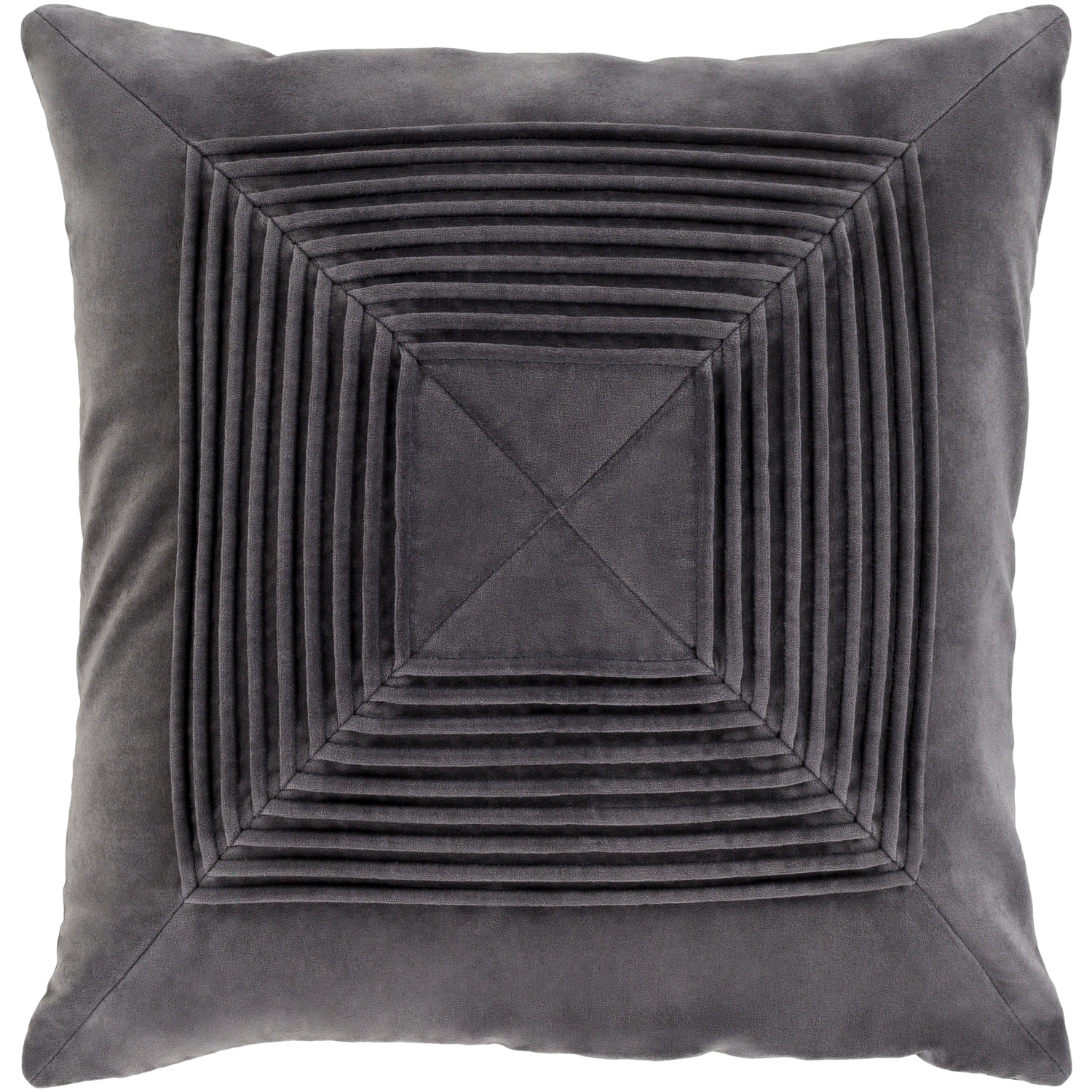 Quadratum Velvet Charcoal Feather Down or Poly Filled Throw Pillow 18-inch