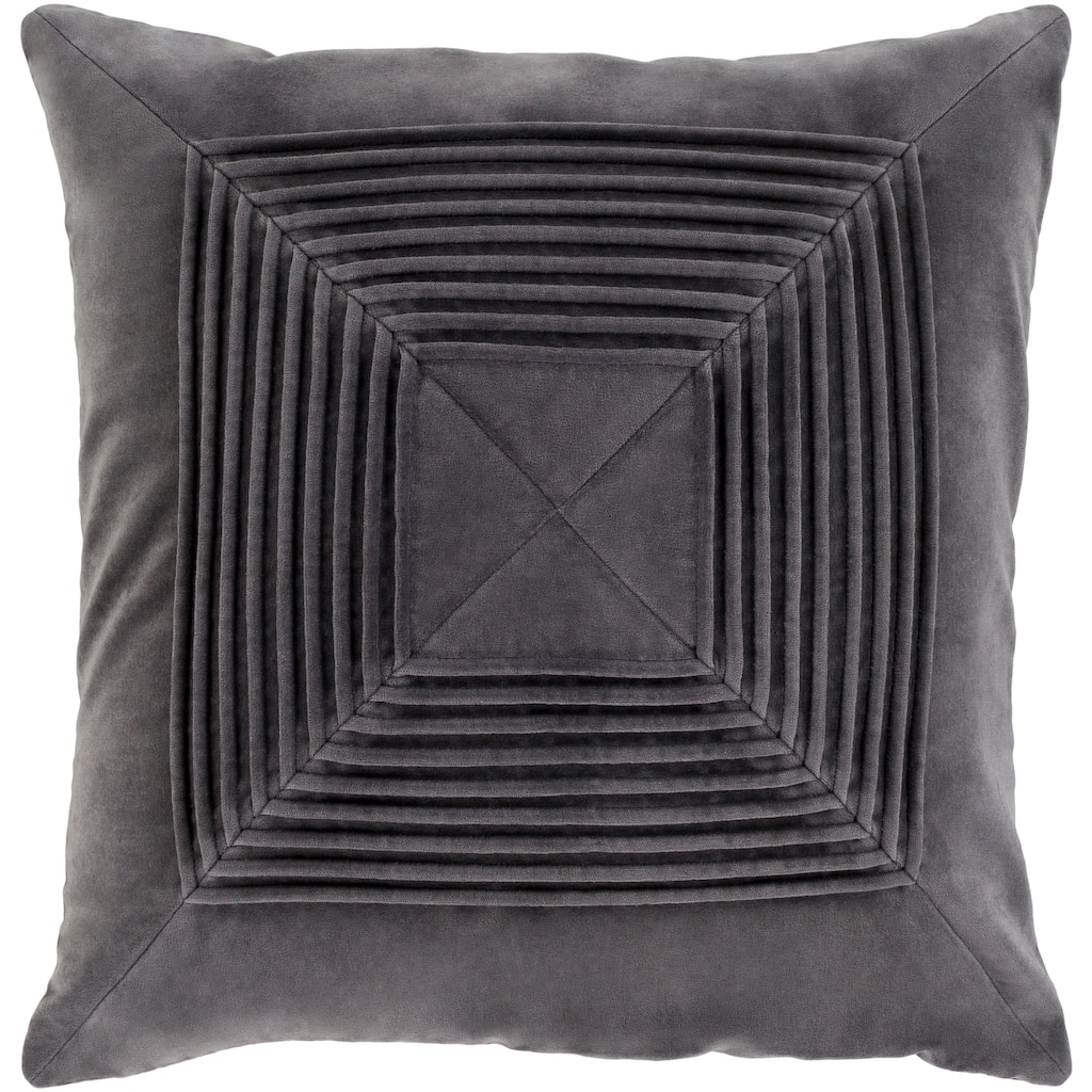 Quadratum Velvet Charcoal Feather Down or Poly Filled Throw Pillow 22-inch