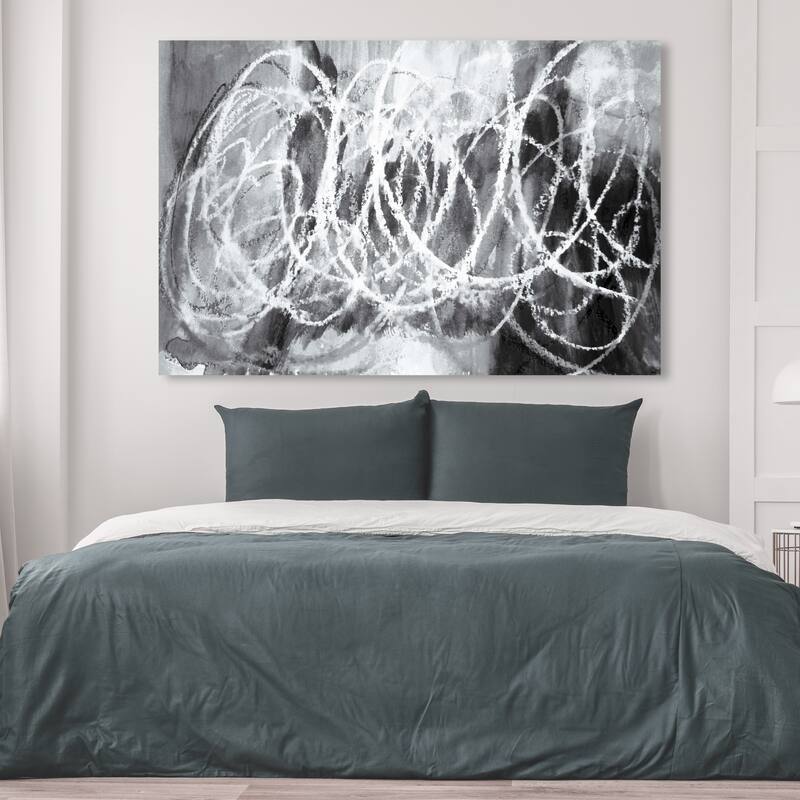 Wynwood Studio Canvas Abstract Pastel Chalk Swirl Black and Modern & Contemporary Wall Art Canvas Print - 36 x 54
