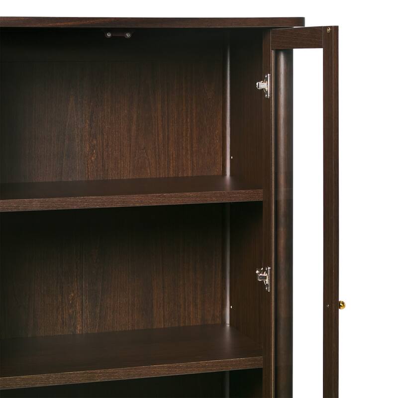 Walker Edison Modern Fluted Glass Bookshelf Cabinet