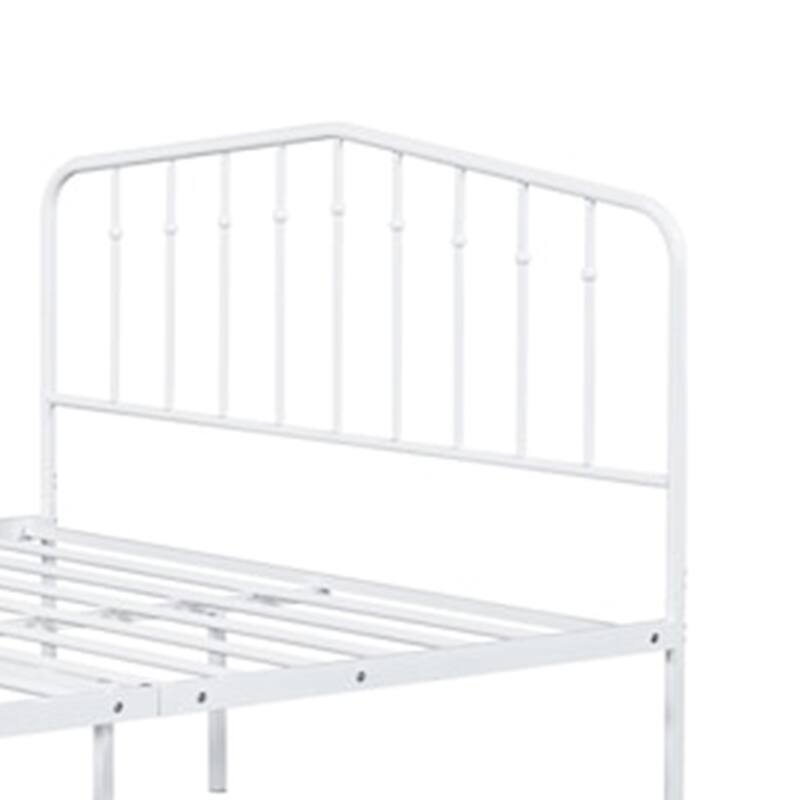 Nix Full Size Bed, Classic Spindle Headboard and Footboard, White Metal