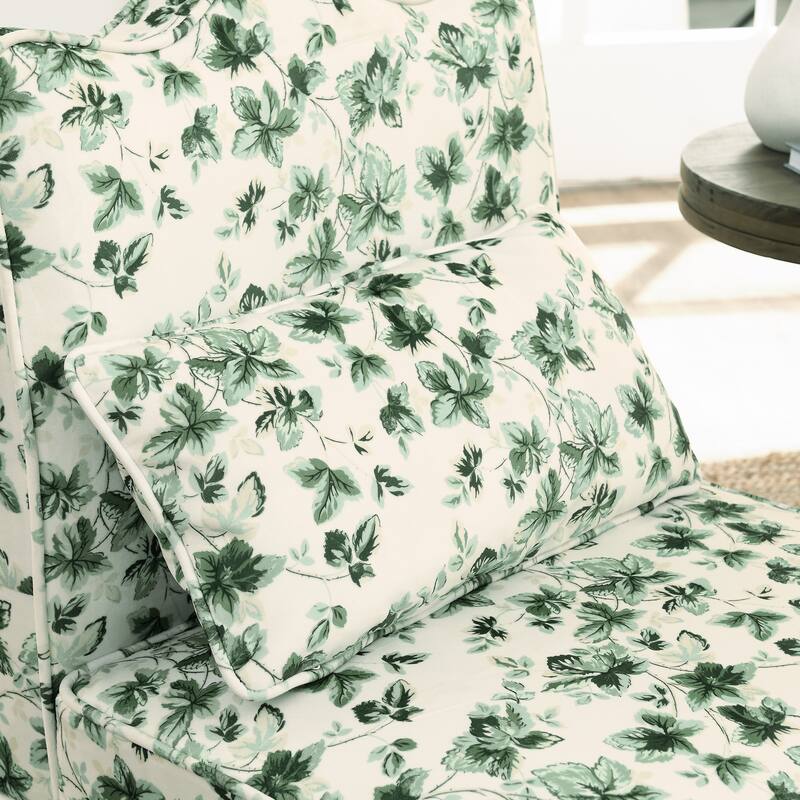 Roomfitters Floral Flannel Accent Chair with Pillow, Armless Upholstered Lounge Chair with Soft Cushion for Living Room
