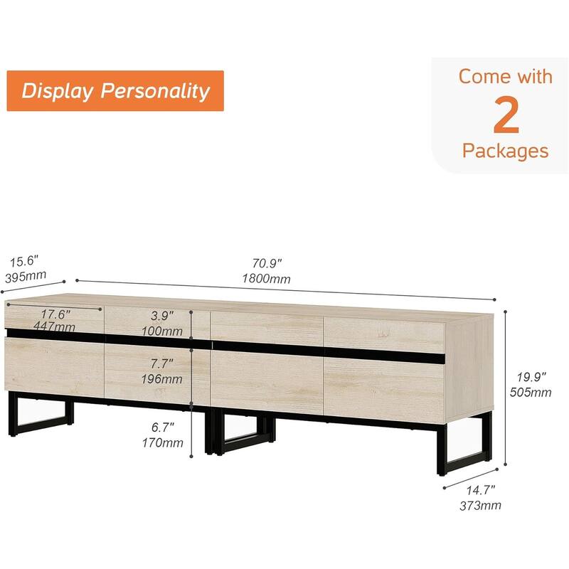 WAMPAT Modern TV Stand Entertainment Center TV Console with Storage Cabinets