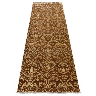 Shahbanu Rugs Cafe Noir Brown, Abarasque Design Tone on Tone, Wool and ...