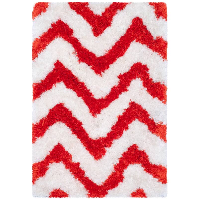 SAFAVIEH Handmade Barcelona Shag Rayya Polyester Rug - 2' x 3' - Ivory/Rust