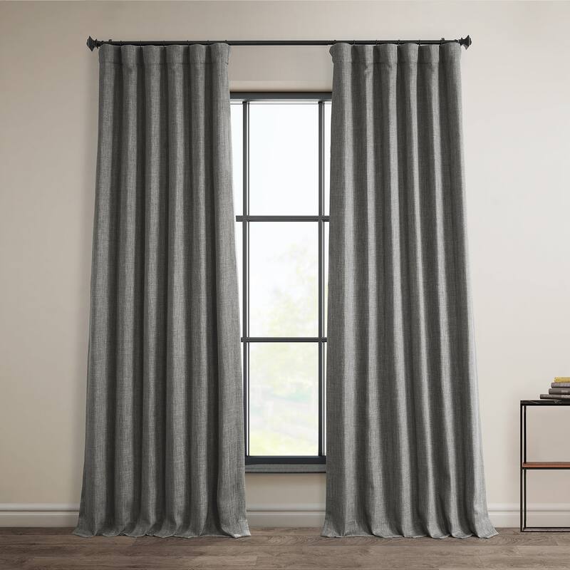 Exclusive Fabrics Faux Linen Room Darkening Curtain(1 Panel) - Blazer Grey - 50 X 108