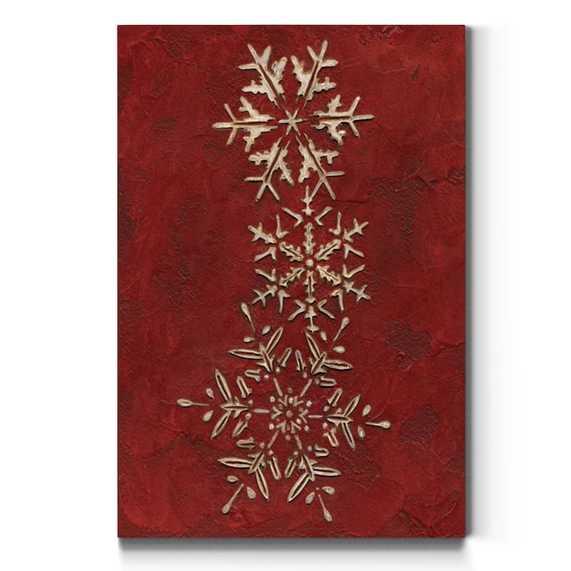 Snowflakes on Red II-Premium Gallery Wrapped Canvas - Ready to Hang