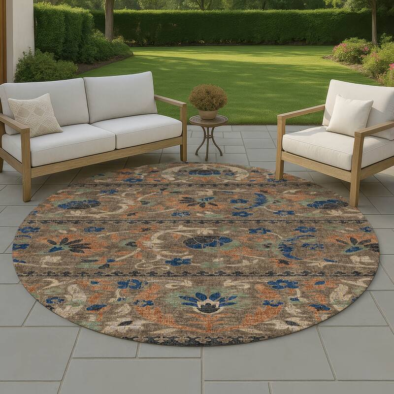 Machine Washable Indoor/ Outdoor Global Alix Chantille Rug - Chocolate - 8' x 8'