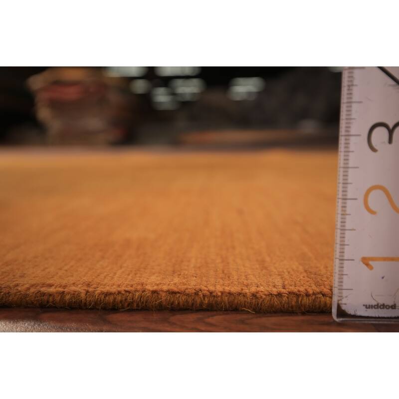 Solid Orange Gabbeh Oriental Area Rug Handmade Wool Carpet - 4'10" x 6'9"