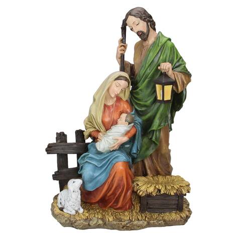 15" Green and Orange Holy Family Christmas Nativity Figure