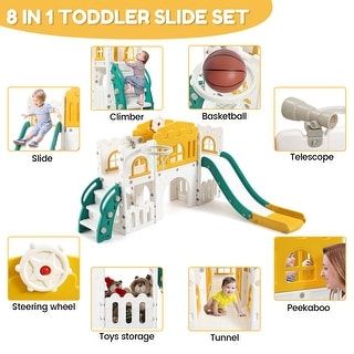 8 in 1 Toddler Slide Indoor Slide Toddler Playset for Toddlers 1-3