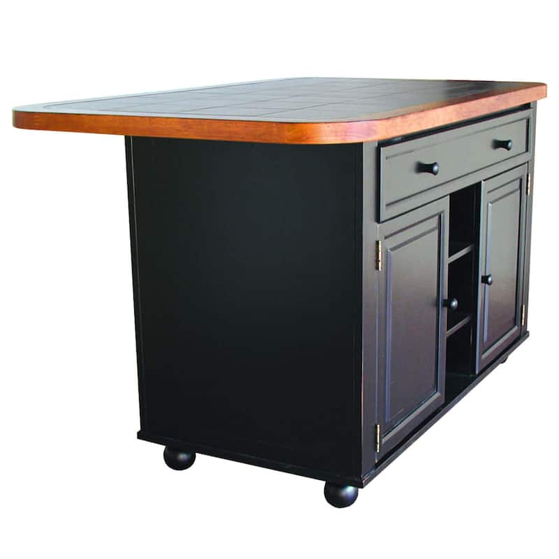 Kitchen Island with Storage & Towel Bar - Black Antique Finish, Adjustable Height, 60" Wide