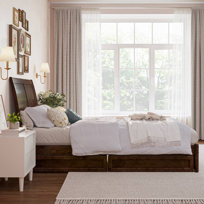 Andorra Platform Bed with Panel Footboard and Storage Drawers