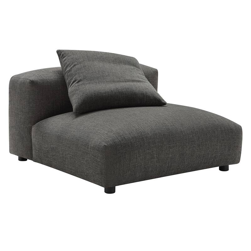 Solace Modular Upholstered Fabric Armless Chair and Ottoman Set