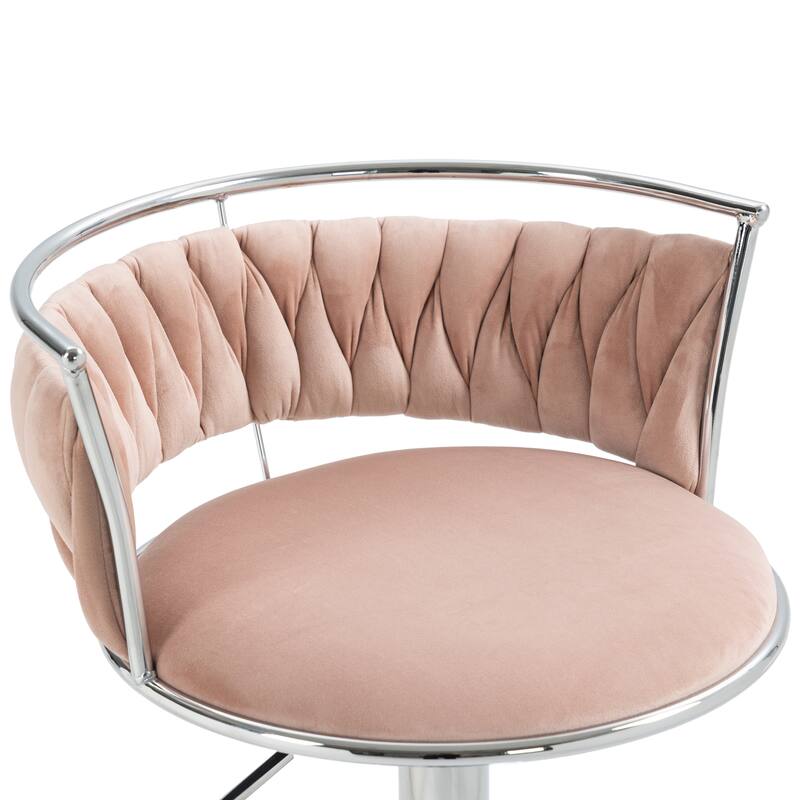 Modern Velvet Adjustable Swivel Bar Stools Set of 2