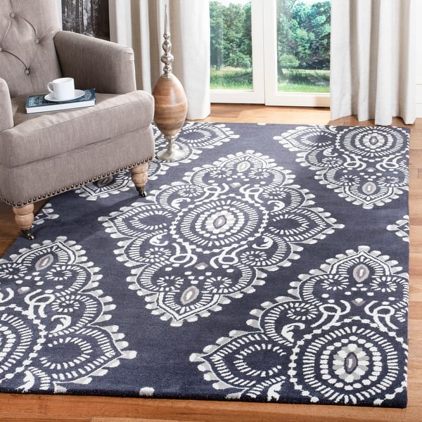slide 2 of 60, SAFAVIEH Handmade Wyndham Shubhra Modern Wool Rug 3' x 5' - Dark Grey/Ivory - Rectangle