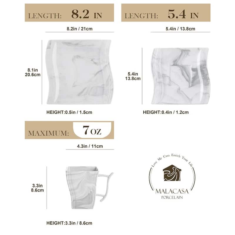 MALACASA Flora 18-Piece Dessert Set (Service for 6)