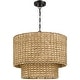 preview thumbnail 5 of 9, 4-Light Natural Rattan Traditional Drum Pendant Light Black Canopy - Black/earthy - 20 in. W