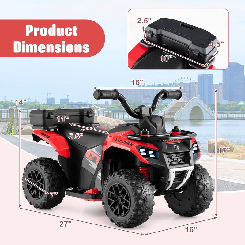 Gymax 6V Kids Ride On ATV w/ Music & Spray Function USB Port Storage