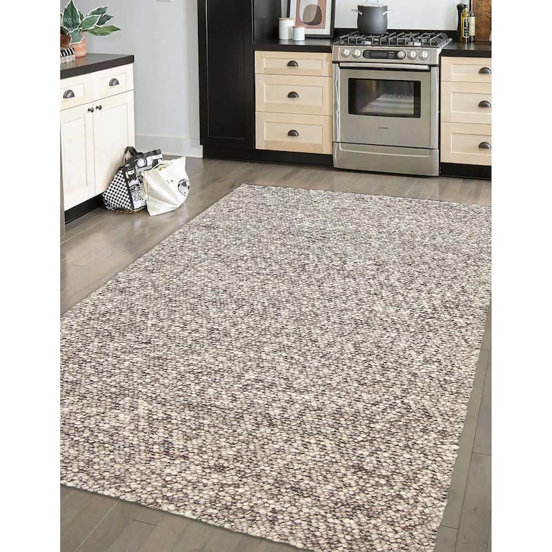 ECARPETGALLERY Braid weave Sienna Dark Brown Wool Rug - 5'2 x 7'5