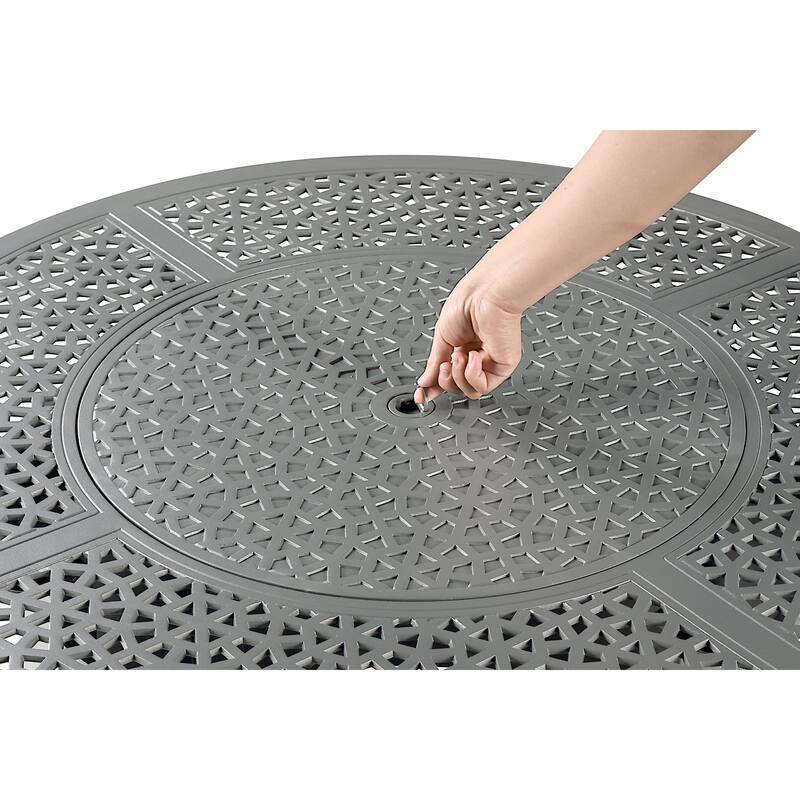 Round 44 in. x 44 in. Aluminum Propane Fire Pit Table with Glass Beads, Two Covers, Lid, 57,000 BTUs