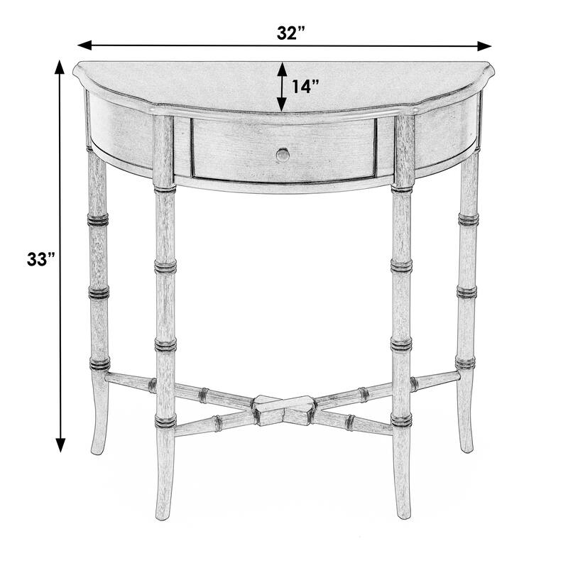 Skilling 31 in. W Specialty Demilune Shape Wood 1-Drawer Console Table