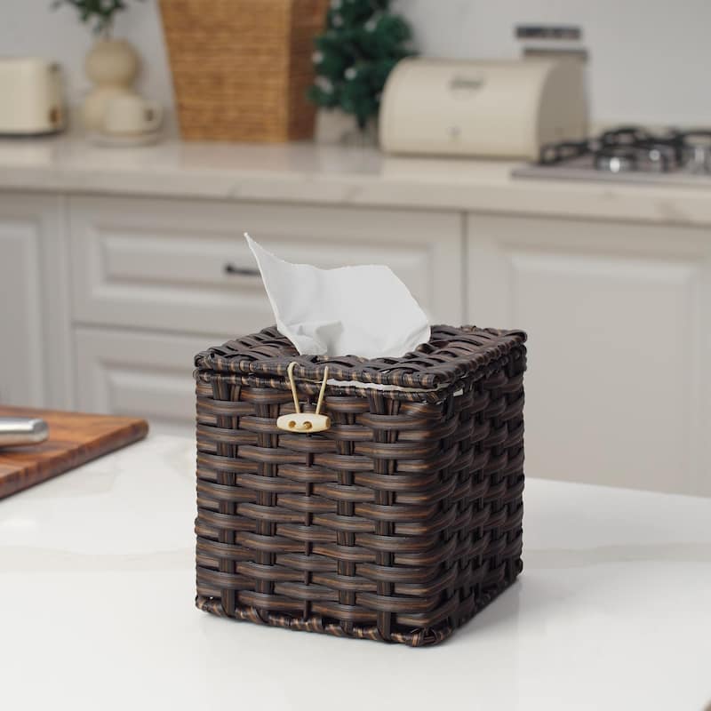 6" Square Wicker Tissue Box Cover