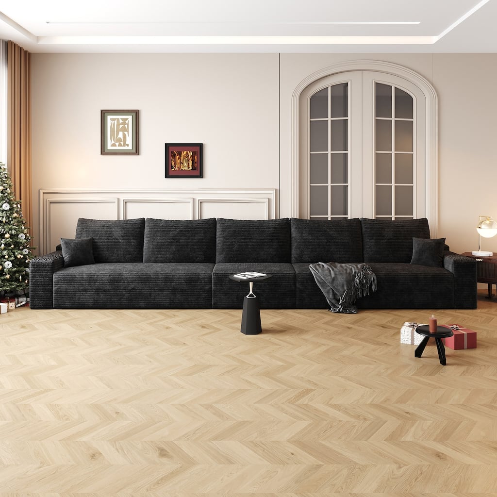 Sofa 168-in Casual Black 5 -seater Sectional - 8' x 10'