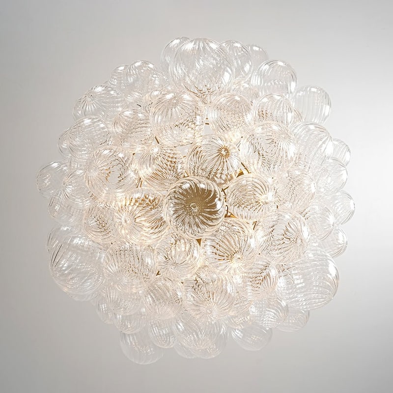 12-Light Glam Clear Twisted Glass Globe Chandelier For Dining Room - N/A