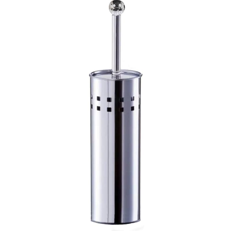 Freestanding Round Toilet Brush and Holder Set Metal