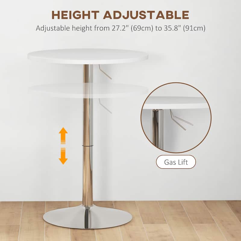 Adjustable Bar Table with Round Swivel Top for Home Bar