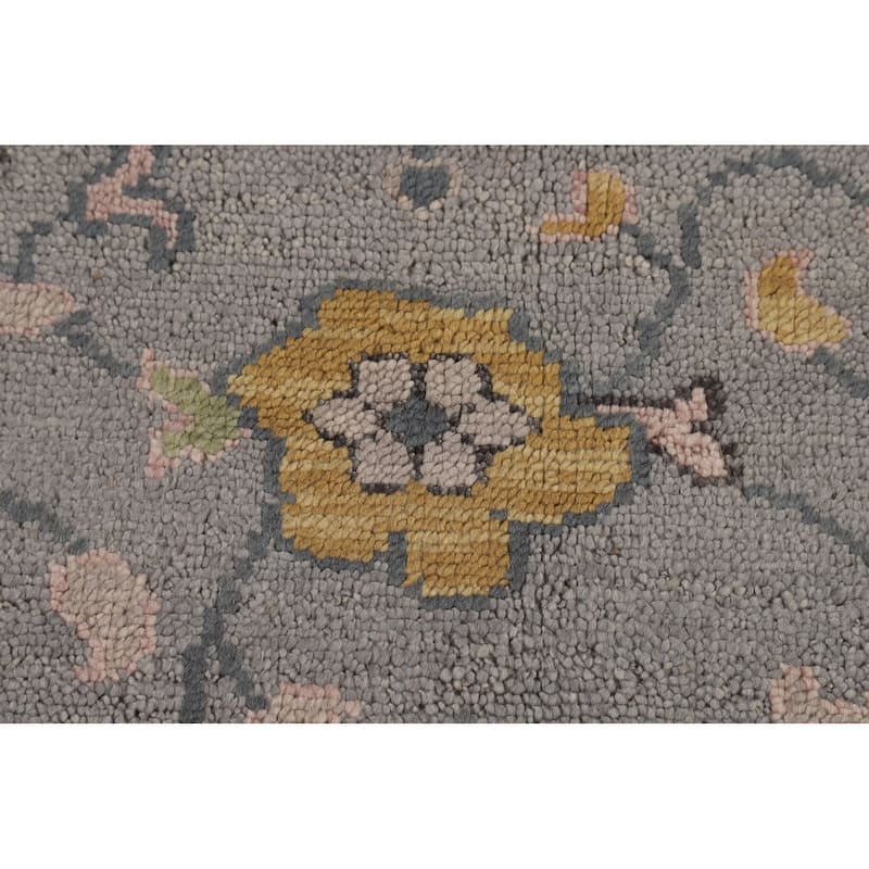 Gray Oushak Indian Area Rug Hand-Knotted Wool Carpet - 7'9"x 10'0"
