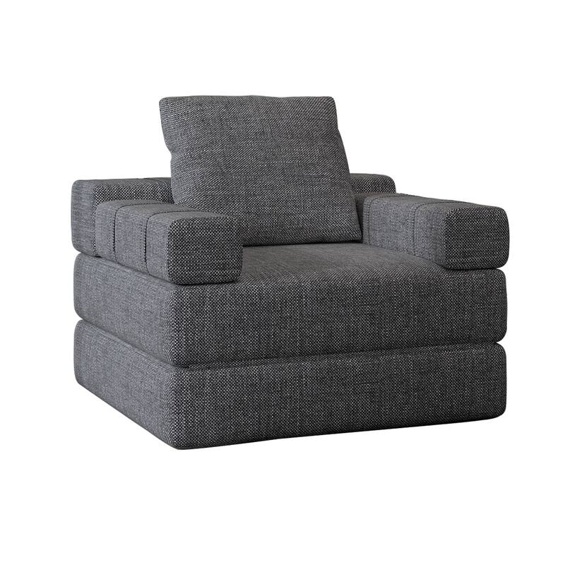 36.6" Linen Chaise Lounge Chair with Pillow