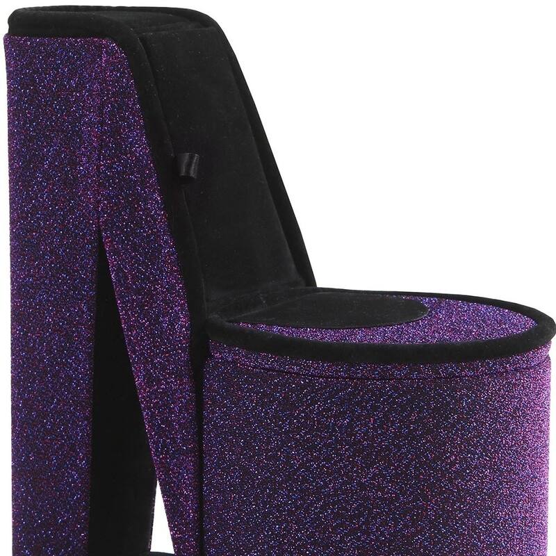 9" Blue And Black Glitter Velvet High Heel Jewelry Box