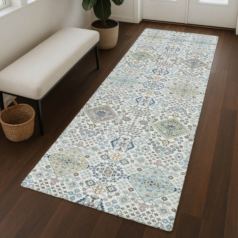Machine Washable Indoor/ Outdoor Boho Panel Chantille Rug