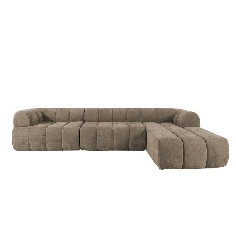 122" L-Shaped Sectional Sofa with Chaise Lounge - High-Density Sponge Cushions, 2-Piece Set, Right-Hand Facing, Fully Assembled